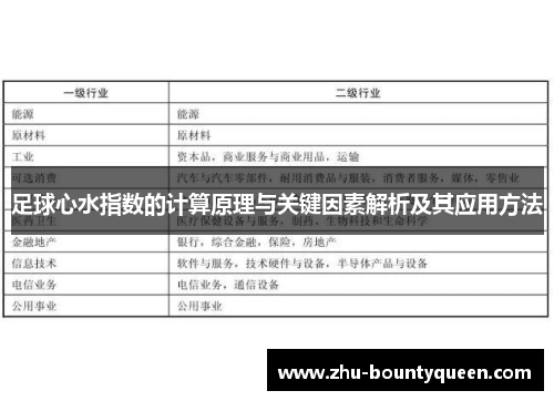 足球心水指数的计算原理与关键因素解析及其应用方法